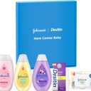 Johnson's Baby Here Comes Baby Gift Set, Baby Essentials for New Parents with Moisturizing Lotion, Bedtime Bath, Body Wash & Shampoo, Hand & Face Wipes, & Diaper Rash Cream, 5 Items