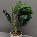 RECUTMS Fake Plants Tall 18In with Light Artificial Monstera Plant Potted Tropical Palm Tree in White Pot Faux Potted Greenery for Indoor Home Office Table Living Room Balcony Porch Outdoor Decor