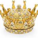 ELLDOO Gold Crown Trinket Box, Vintage Metal Enameled Decorative Box Ring Earrings Jewelry Organizer Gift Box for Girl Women