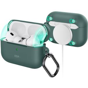 ESR for AirPods Pro 2 Case, Compatible with Airpods Pro 2nd Generation Case (2023/2022/2019), Compatible with MagSafe, Magnetic Lid Lock, Full Drop Protection, Green