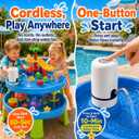 Water Table Pump for Kids - Rechargeable Kids Water Pump for Table with 3 Hours Continuous Flow, Easy Install Portable Water Table Accessories for Summer Outdoor Water Play (White)