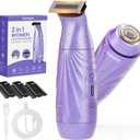 2-in-1 Bikini Trimmer for Women, Painless Electric Razor for Sensitive Skin, IPX7 Waterproof Cordless Shaver for Pubic, Underarm, Leg & Facial Hair, USB Rechargeable