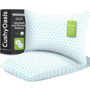 Shredded Memory Foam Pillow for Sleeping, Cooling Bed Pillows Set of 2, Adjustable Pillows for Side, Back, Stomach Sleepers with Washable Pillowcase (Standard Size, Blue)