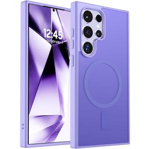 SUPFINE Magnetic for Samsung Galaxy S24 Ultra Case(Compatible with MagSafe) (Military Grade Drop Protection) Slim Translucent Shockproof Phone Case,Purple