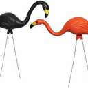 Bloem Spooky Flamingo Yard Stakes: 2 Pieces 25" Halloween - Head Up & Head Down Poses, Google Eyes, Galvinized Steel Legs, Durable Weatherproof Resin, for Indoor Or Outdoor Use, Yard Decoration