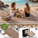 Garvee Waterproof Outdoor Rug 8x10, Scalloped Geometric Foldable Plastic Straw Patio Camping Rug, Outdoor RV Carpet for Deck Camper Porch Balcony Backyard Picnic Beach Brown and White