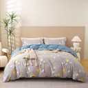 OAITE Duvet Cover Set,100% Cotton Comforter Cover with Branch Pattern Duvet Cover Set,Soft Bedding Set Includes with 3 Piece (2 Pillow Shams,1 Duvet Cover) (Queen-90" x 90", Kapok)