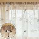 AmHoo 2 Panels Linen Floral Leaf Embroidered Semi Sheer Curtain Farmhouse Voile Curtains for Living Room Bedroom Window Treatment Light Gray 52 x 63 Inch