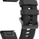 NotoCity Compatible Fenix 5X Band 26mm Width Soft Silicone Watch Strap for Fenix 8 51mm/Fenix 6X/Fenix 7X/Fenix 5X Plus/Fenix 6X Pro/Fenix 3/Fenix 3 HR/Tactix/Descent MK1/D2 Delta PX/D2 Charlie-Black