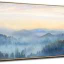 YJYart Tree Wall Art for Living Room Forest Nature Painting 20"x40" Framed Artwork Landscape Canvas Print for Bedroom Office Home Decor (Blue)