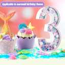 Mermaid Light-Up Number 3, LED Marquee Number for Birthday Party Decor, Mermaid Theme Glowing Number for Kids' Under the Sea Party, Baby Shower, Cumpleaños, Fiestas Decorations