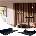 TRAIN2 ART Wall Shelves for Wood Slat Acoustic Panels, 2 Pack 8x4 Inch and 12x4.8 Inch Retail Display Shelves for Storage, Metal Boutique Display Shelf Accessories for 3D Wall Panels