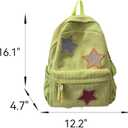 Corduroy Star Backpack Cute Y2k Preppy Backpack Aesthetic College Laptop Backpack Y2k Accessories for Women (Black)