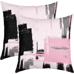 Feelyou Abstract Throw Pillow Covers for Couch Sofa Bed, Set of 2 Modern Abstract Art Decorative Pillows Cushion Covers, Pink Black Pattern Pillow Inserts Not Included, 18x18 inch (Multi 11)
