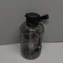 AQUAFIT Half Gallon Water Bottle with Time Marker - Straw & Chug Lid - BPA Free Gym Water Bottle with Straw - Big Gallon Jug (Gray, 64 oz - 2 Lids)