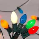 Couah C7 Christmas Lights, 25Ft Ceramic Vintage Christmas Lights with 25 Multicolor C7 Bulbs, Hanging for Xmas Tree Party Backyard Wedding Party Decor- Green Wire