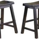 Homelegance Saddleback Solid Wood Kitchen Height Bar Stool Set Of 2 - Saddle Kitchen Stool Dining Height Stools for Dining, Armless Chair Seating Options, Perfect Casual Entertaining Spaces Black (18 Inch)