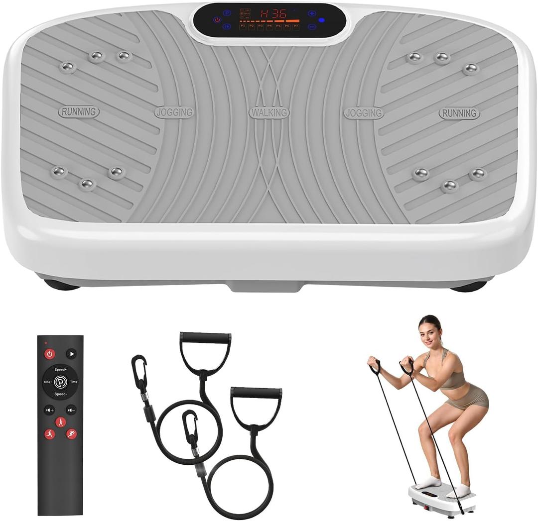 Vibration Plate Exercise Machine, Vibrating Platform for Lymphatic Drainage with 200 Adjustable Speeds, Power Vibration Plate for Weight Loss, Supports Max Weight 450 Lbs