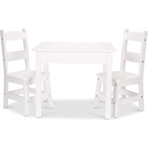 Melissa & Doug Wooden Kids Table & Chairs Set, Montessori, Homeschool Classroom Must Haves, Bedroom Furniture for Boys & Girls 3+, Child, White