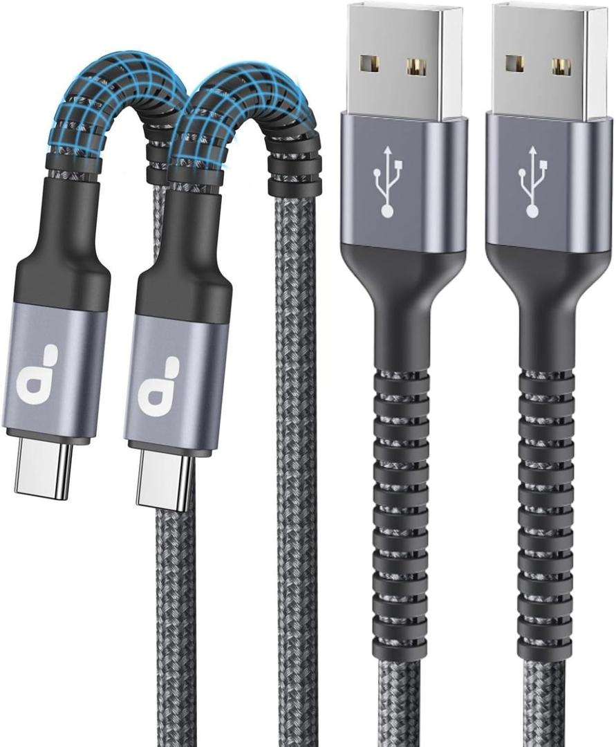 USB C Cable 10FT, 2Pack Long USB A to USB C Charger Cable, Type C Cable 3A Fast Charging Upgraded Extra Durable Braided USBC Cord Compatible with iPhone 17/16 15 Pro Max/Samsung Galaxy S23/LG and More