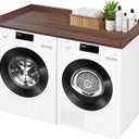ROYXEN Washer Dryer Countertop, Laundry Countertop Solid Wood, Countertop for All Front-Loaded Washing Machine and Dryer, Extra Room for Laundry Room, Walnut Color