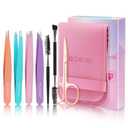 NICEMOVIC 7 Pcs Eyebrow Tweezers Set for Women Facial Hair, Mothers Day Gifts, Tweezers for Eyebrows, Christmas Stocking Stuffers for Women Teen Girls, Easter Basket Stuffers, Birthday Gifts for Mom