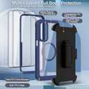 for Samsung Galaxy A16 5G Case, [Transparent & Holster Series] Belt Clip Full Body Shockproof Protective Cell Phone Cover with 2 Pack Tempered Glass Screen Protector (Blue/Clear)