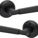Kwikset Perth Interior Passage Door Handle, Lever for Closet and Hallway Doors, Reversible Non-Locking Handle Lever, Matte Black, with Microban Protection