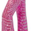 Nawgut Sequin Flare Pants Sparkly Glitter High Waisted Bell Bottom Trousers Disco Party Clubwear for Women S