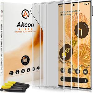 [3 Pack Pixel 6 Pro Screen Protector, Tempered Glass [UV Set], Edge to Edge Full Screen Adhesive, Fingerprint-ID Compatible, Sensitive Touch, Scratch Repair