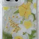 3 in 1 Floral Clear Case for iPhone 15 Pro Max,3-Layer Slim Fit Colorful Flowers Pattern 3D Cute Girly Aesthetics Trend Shockproof Full-Body Women Case for iPhone 15 Pro Max 6.7 inch (Yellow Flower 2)