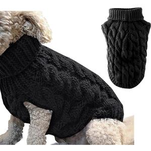 Winmany Pet Dog Turtleneck Knitting Sweater Coat Winter Warmer Thickening Pullover Knitwear Crochet Coat Clothes for Dog Cat (Large, Black)