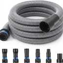 16FT Shop Vac Hose Extension,Commercial Dust Collection Hose Kit,1-1/4 Diameter TPE Vacuum Hose with 6 Adapters for Vacuums System,Compatible with Woodworking Power Tool and Sander by TOMOON (Gray)