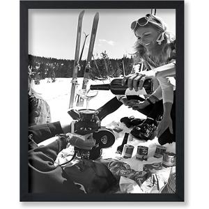 Poster Master Ski Poster - Pouring Champagne Print - Winter Art - Humorous Art - Alcohol Art - Snow Art - Photography Art - Black and White Art - Kitchen or Restaurant Decor - 11x14 UNFRAMED Wall Art (Style-09)