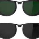 HIBLOKS 2Pcs Polarized Clip for Ray-Ban Meta Wayfarer RW4006 & Gen 2 RW4012 Regular (50-22), Shiny Black Frame Discoloration Clip for RayBan Meta Gen 2, (Black+Green)
