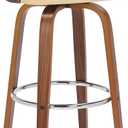 Armen Living Sonia Mid Century Modern Swivel Bar Stool for Kitchen Island Counter in Cream Faux Leather and Walnut Wood, 30" Seat Height