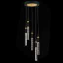 JoollySun 5-Light Cluster Pendant Lighting: Crystal Chandelier with Dimmable LED for Kitchen Island Dining Room - Black Gold