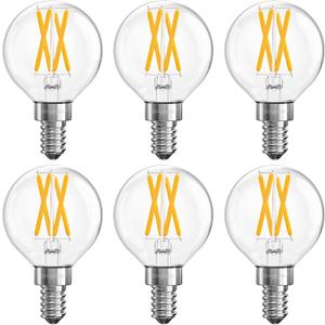 Dimmable E12 LED Bulbs 60 Watt Equivalent, 6 PACK G16.5 Small Globe 6W LED Light Bulbs, Soft White 3000K E12 LED Candelabra Light Bulb 60W for Chandelier, Ceiling Fan, Vanity Lights, 600LM, CRI80+
