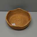 Handmade Rattan Round Fruit Basket Food Storage Bowls Kitchen Organizer Snack Serving Bowl Wavy Edge Circle Tray Basket, Boho Home Dcor Display Tray for Table, Dining Room (Medium 10.2")