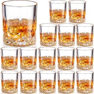 Yaomiao 16 pack Old Fashioned Whiskey Glasses Bulk 10 oz Bourbon Cocktail Rocks Glasses for Whiskey Bourbon Liquor and Cocktail Drinks Gift 