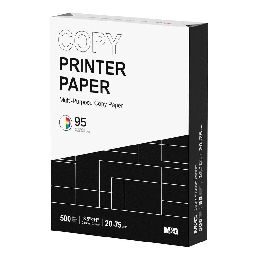 M&G Multipurpose Copy Printer Paper, 8.5 x 11, 20lb, 1 Ream (500 Sheets), 95 Bright, White