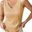 SweatyRocks Women's Sequin Tank Tops V Neck Sparkly Tops Sleeveless Glitter Vest Party Outfits S