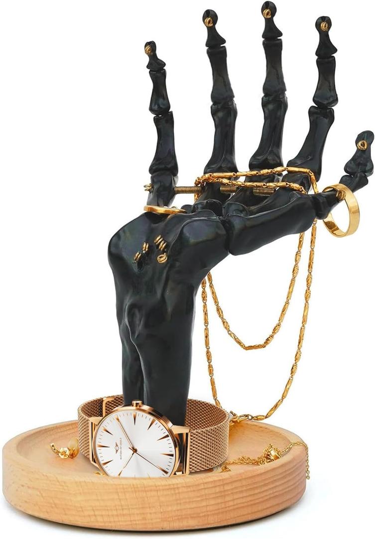 Suck UK Gothic Decor - Skeleton Hand - Gothic Home Decor - Jewelry Holder - Goth Gifts For Women - Jewelry Organizer - Halloween Decorations - Goth Desk Accessories - Ring Holder - Trinket Dish Black