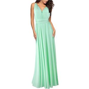 Sexyshine Women's Backless Gown Dress Multi-Way Wrap Halter Cocktail Dress Bandage Bridesmaid Long Dress (MI, S)