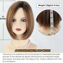 XIUFAXIRUSI XIUFAXIRUSI Short Brown Bob Wigs for Women Layered Straight Brown Mix Blonde Highlights Classic Short Hair Wig with Side Part Dark Root Natural Synthetic Wig
