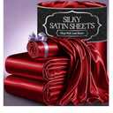 DECOLURE Satin Bed Sheets - 3 Piece Luxury Silky Twin Size Bedding Set - Softer Than Silk, Wrinkle-Free with 15” Deep Pocket Fitted Sheet, Perfect for Hair & Skin, Gifts for Women (Red)