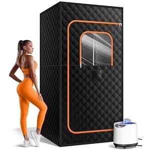 FREEYARE Sauna Box, Portable Sauna for Home, Personal Steam Sauna Tent with 1200W 3L Steamer Heater, 15 Levels, Remote Control, Foldable Chair, Cozy Size 36 * 36 * 71 inch-Orange