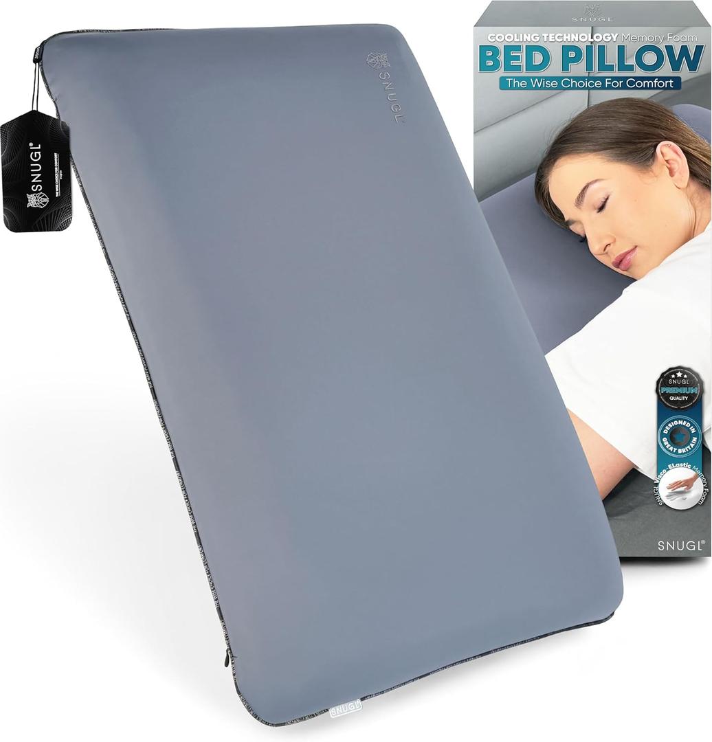 SNUGL Cooling Memory Foam Pillow, Orthopaedic Memory Foam Pillows, Ergonomic Neck Pillow for Side Sleeping, Pillows for Neck and Shoulder Pain (Medium, Grey)