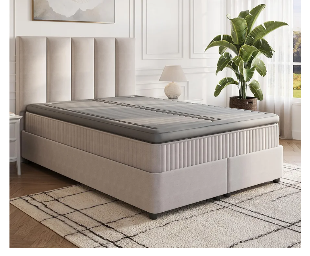 4" King Size Mattress Topper with Dual Individual Adjustable Air Support Chambers, Raised Edge Support, High-Speed Inflation Pump