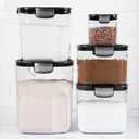 ProKeeper+ Airtight Food Storage Container Set Clear Plastic Flour and Sugar Canister Set with Magnetic Accessories for Kitchen Organization (Black, 9-Piece)